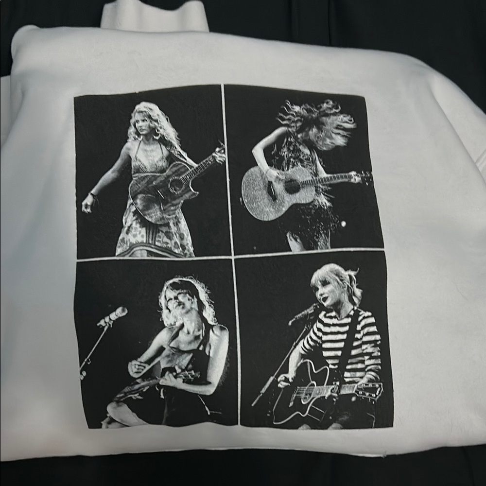 Taylor Swift White Sweater with Black Graphic